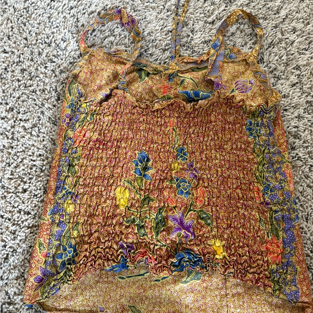 Tulie Floral Smocked Camisole Top Size Large